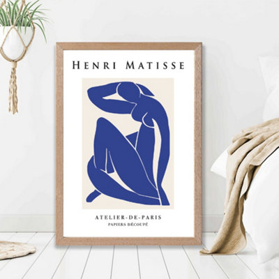 Artze Wall Art Matisse Nude Blue And Beige Exhibition Framed Print Size: A2 With Oak Frame from B&Q