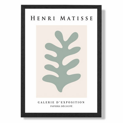 Artze Wall Art Matisse Floral Cutout Cream And Sage Green Exhibition Art Print With Black Frame Size: A4 from B&Q