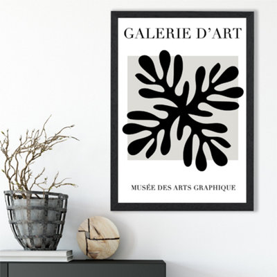 Artze Wall Art Matisse Floral Cutout Black And Grey Framed Print Size: A3 With Black Frame from B&Q
