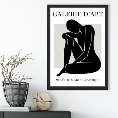 Artze Wall Art Matisse Nude Black And Grey Framed Print Size: A3 With Black Frame from B&Q