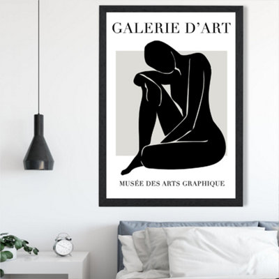 Artze Wall Art Matisse Nude Black And Grey Framed Print Size: A2 With Black Frame from B&Q