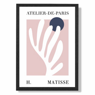 Artze Wall Art Matisse Floral Cutout Pink And Blue Exhibition Art Print With Black Frame Size: A4 from B&Q
