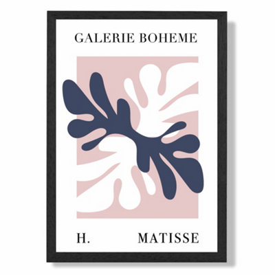 Artze Wall Art Matisse Floral Cutout Pink And Blue Bohemian Art Print With Black Frame Size: A4 from B&Q