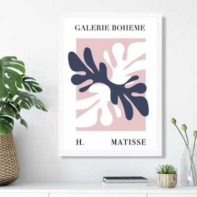 Artze Wall Art Matisse Floral Cutout Pink And Blue Bohemian Framed Print Size: A3 With White Frame from B&Q