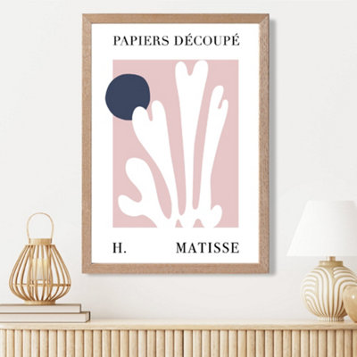 Artze Wall Art Matisse Floral Cutout Pink And Blue Framed Print Size: A3 With Oak Frame from B&Q