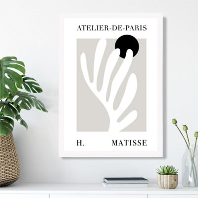 Artze Wall Art Matisse Floral Cutout Beige And Black Exhibition Framed Print Size: A3 With White Frame from B&Q