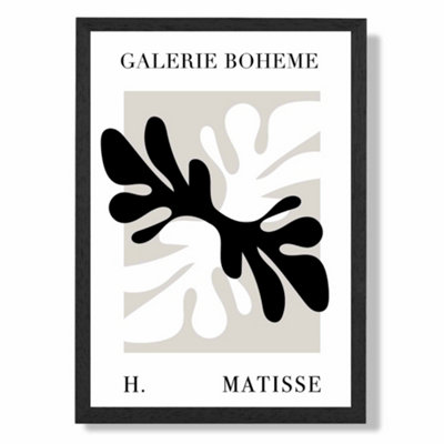 Artze Wall Art Matisse Floral Cutout Beige And Black Bohemian Art Print With Black Frame Size: A4 from B&Q