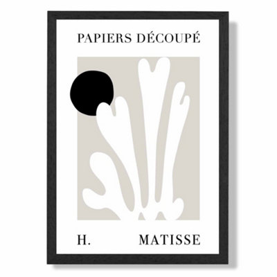 Artze Wall Art Matisse Floral Cutout Beige And Black Art Print With Black Frame Size: A4 from B&Q