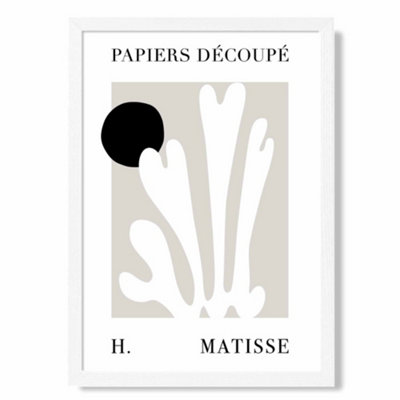 Artze Wall Art Matisse Floral Cutout Beige And Black Art Print With White Frame Size: A4 from B&Q
