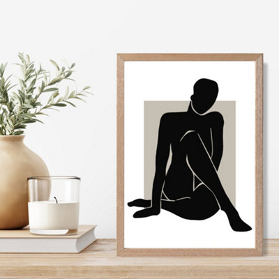 Artze Wall Art Matisse Nude Beige And Black Framed Print Size: A4 With Oak Frame from B&Q