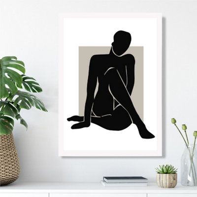 Artze Wall Art Matisse Nude Beige And Black Framed Print Size: A3 With White Frame from B&Q
