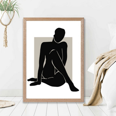 Artze Wall Art Matisse Nude Beige And Black Framed Print Size: A2 With Oak Frame from B&Q