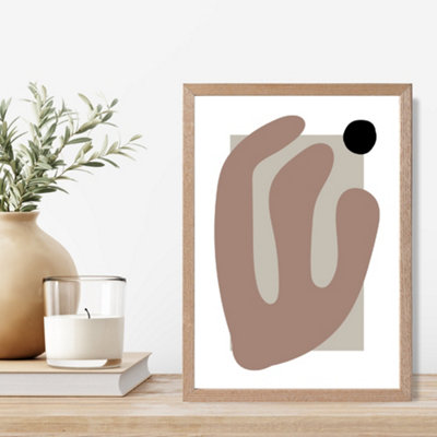 Artze Wall Art Matisse Floral Cutout Brown And Beige  Framed Print Size: A4 With Oak Frame from B&Q
