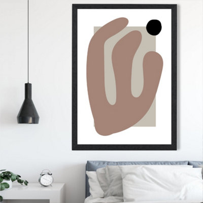 Artze Wall Art Matisse Floral Cutout Brown And Beige  Framed Print Size: A2 With Black Frame from B&Q
