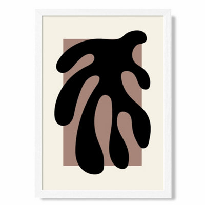 Artze Wall Art Matisse Floral Cutout Cream And Brown Art Print With White Frame Size: A4 from B&Q