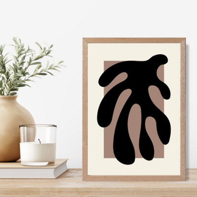 Artze Wall Art Matisse Floral Cutout Cream And Brown Framed Print Size: A4 With Oak Frame from B&Q