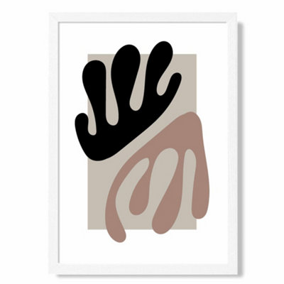 Artze Wall Art Matisse Floral Cutout Beige And Brown Art Print With White Frame Size: A4 from B&Q