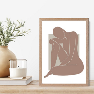 Artze Wall Art Matisse Nude Brown And Beige  Framed Print Size: A4 With Oak Frame from B&Q
