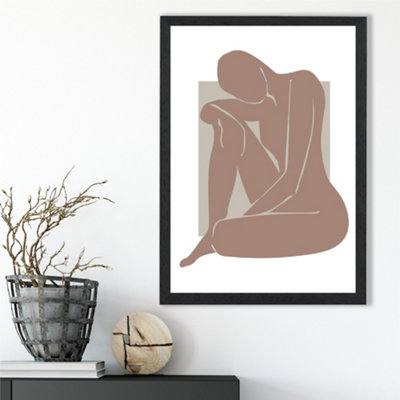 Artze Wall Art Matisse Nude Brown And Beige  Framed Print Size: A3 With Black Frame from B&Q