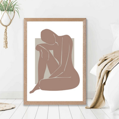 Artze Wall Art Matisse Nude Brown And Beige  Framed Print Size: A2 With Oak Frame from B&Q