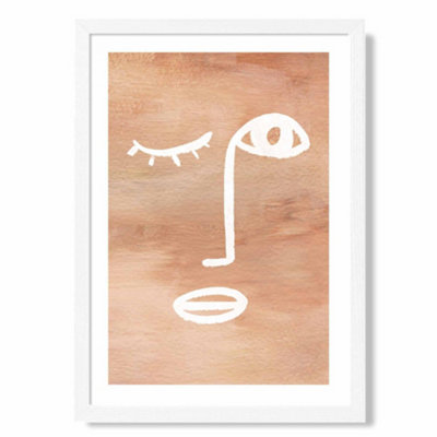 Artze Wall Art Matisse Inspired Abstract Terracotta Face Art Print With White Frame Size: A4 from B&Q