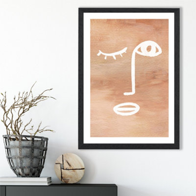 Artze Wall Art Matisse Inspired Abstract Terracotta Face Framed Print Size: A3 With Black Frame from B&Q