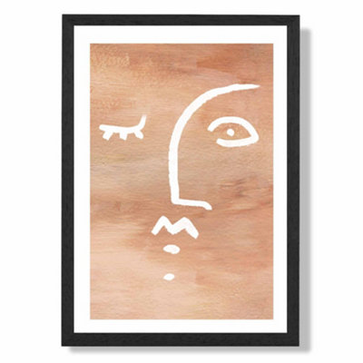 Artze Wall Art Abstract Terracotta Face Art Print With Black Frame Size: A4 from B&Q