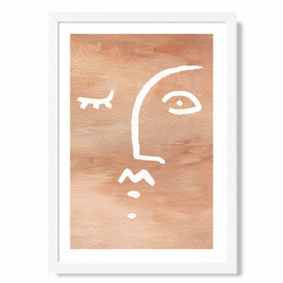 Artze Wall Art Abstract Terracotta Face Art Print With White Frame Size: A4 from B&Q