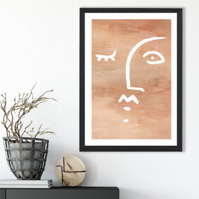 Artze Wall Art Abstract Terracotta Face Framed Print Size: A3 With Black Frame from B&Q