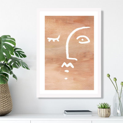 Artze Wall Art Abstract Terracotta Face Framed Print Size: A3 With White Frame from B&Q