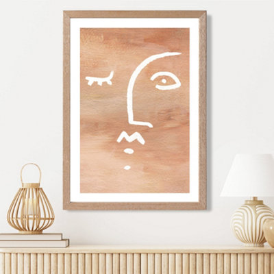 Artze Wall Art Abstract Terracotta Face Framed Print Size: A3 With Oak Frame from B&Q