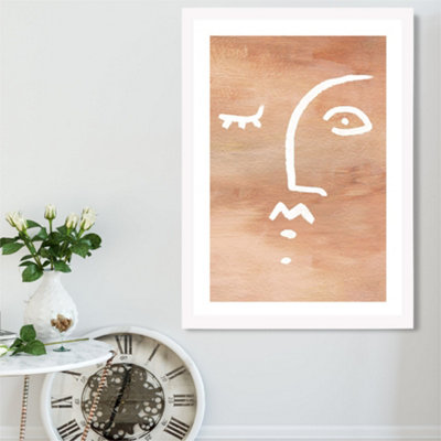 Artze Wall Art Abstract Terracotta Face Framed Print Size: A2 With White Frame from B&Q