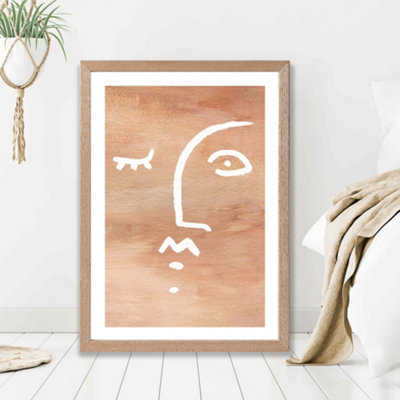 Artze Wall Art Abstract Terracotta Face Framed Print Size: A2 With Oak Frame from B&Q