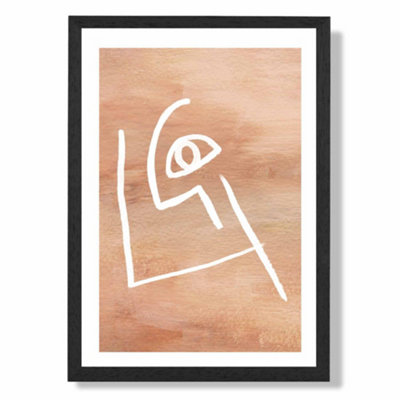 Artze Wall Art Picasso Style Abstract Terracotta Face Art Print With Black Frame Size: A4 from B&Q