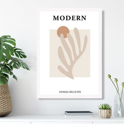Artze Wall Art Matisse Floral Cutout Beige And Orange Mid Century Framed Print Size: A3 With White Frame from B&Q