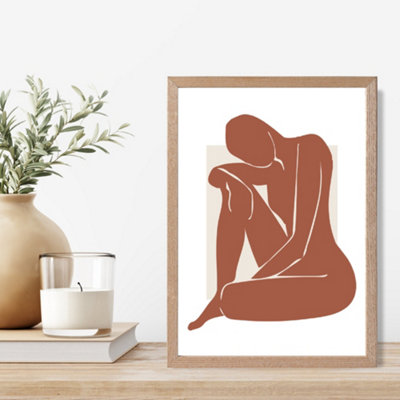 Artze Wall Art Matisse Nude Cream And Terracotta Framed Print Size: A4 With Oak Frame from B&Q