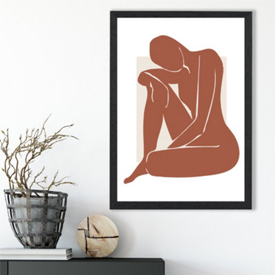 Artze Wall Art Matisse Nude Cream And Terracotta Framed Print Size: A3 With Black Frame from B&Q