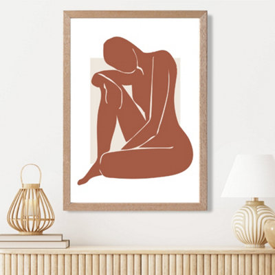 Artze Wall Art Matisse Nude Cream And Terracotta Framed Print Size: A3 With Oak Frame from B&Q