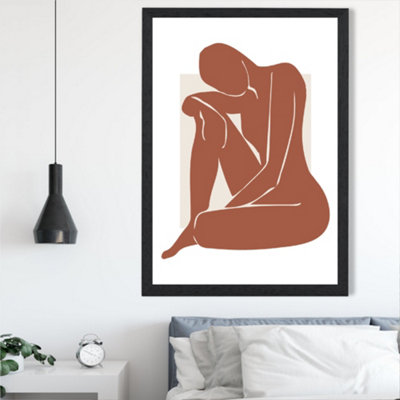 Artze Wall Art Matisse Nude Cream And Terracotta Framed Print Size: A2 With Black Frame from B&Q