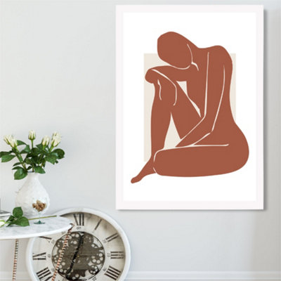 Artze Wall Art Matisse Nude Cream And Terracotta Framed Print Size: A2 With White Frame from B&Q