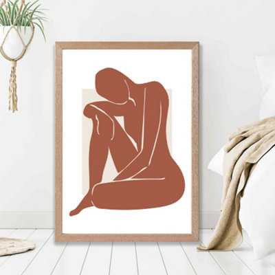 Artze Wall Art Matisse Nude Cream And Terracotta Framed Print Size: A2 With Oak Frame from B&Q