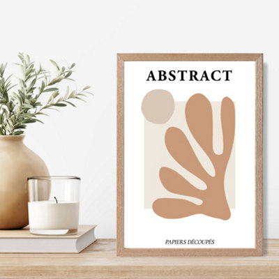 Artze Wall Art Matisse Floral Cutout Orange And Beige Mid Century Framed Print Size: A4 With Oak Frame from B&Q