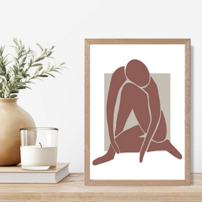 Artze Wall Art Matisse Nude Neutral Coloured Framed Print Size: A4 With Oak Frame from B&Q