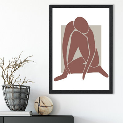Artze Wall Art Matisse Nude Neutral Coloured Framed Print Size: A3 With Black Frame from B&Q