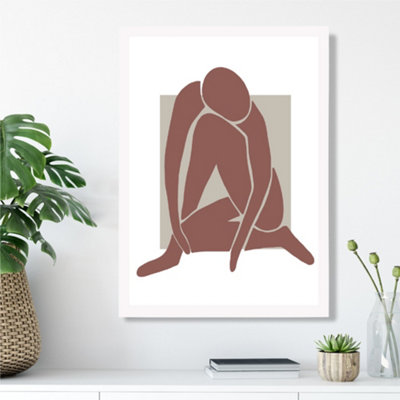 Artze Wall Art Matisse Nude Neutral Coloured Framed Print Size: A3 With White Frame from B&Q