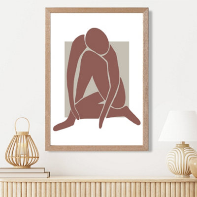 Artze Wall Art Matisse Nude Neutral Coloured Framed Print Size: A3 With Oak Frame from B&Q