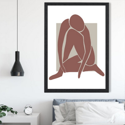 Artze Wall Art Matisse Nude Neutral Coloured Framed Print Size: A2 With Black Frame from B&Q