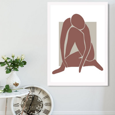 Artze Wall Art Matisse Nude Neutral Coloured Framed Print Size: A2 With White Frame from B&Q