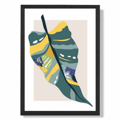 Artze Wall Art Tropical Palm Teal And Green Mid Century Modern  Art Print With Black Frame Size: A4 from B&Q