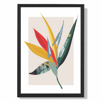 Artze Wall Art Tropical Flower Green And Red Minamilist Art Print With Black Frame Size: A4 from B&Q